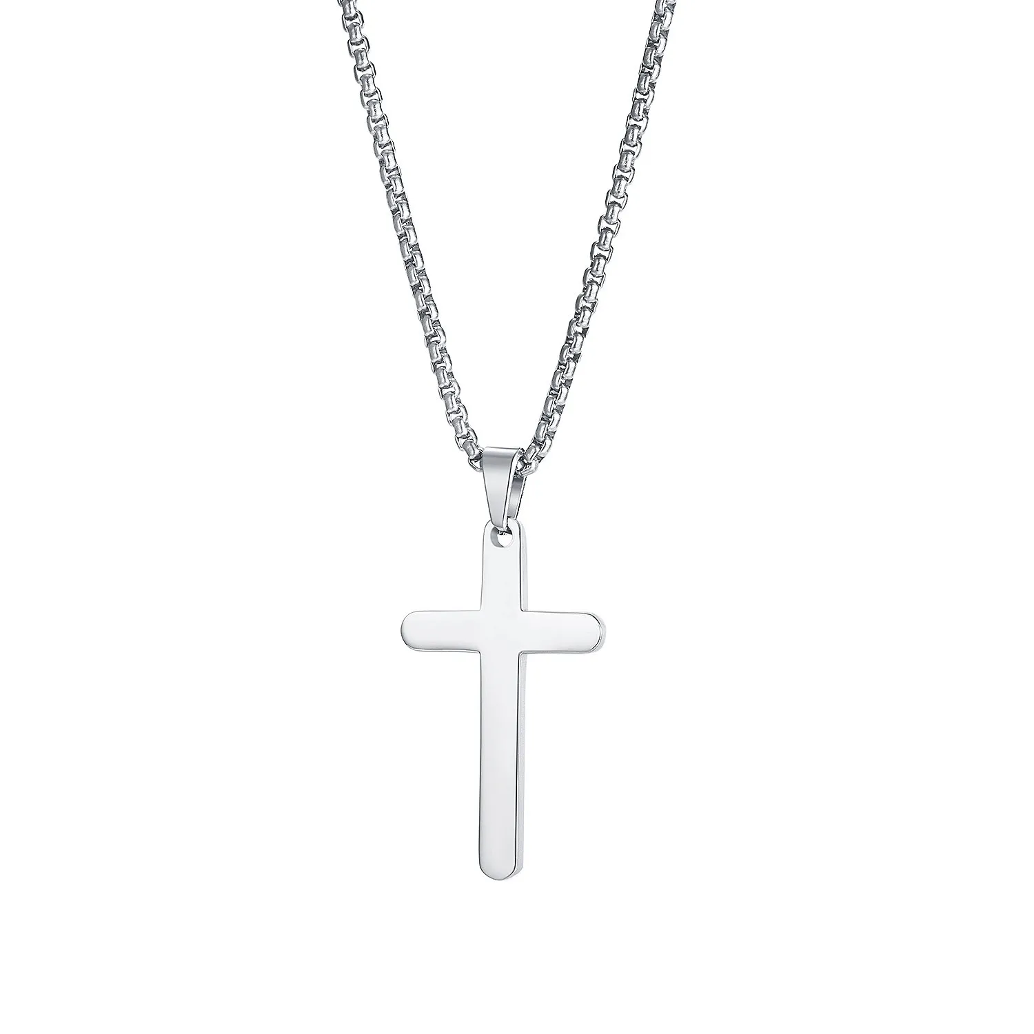 

Cross-Border Supply Hip-Hop Cross Pendant Online Street Simple New Titanium Geometric Type Silver Necklace For Women Men