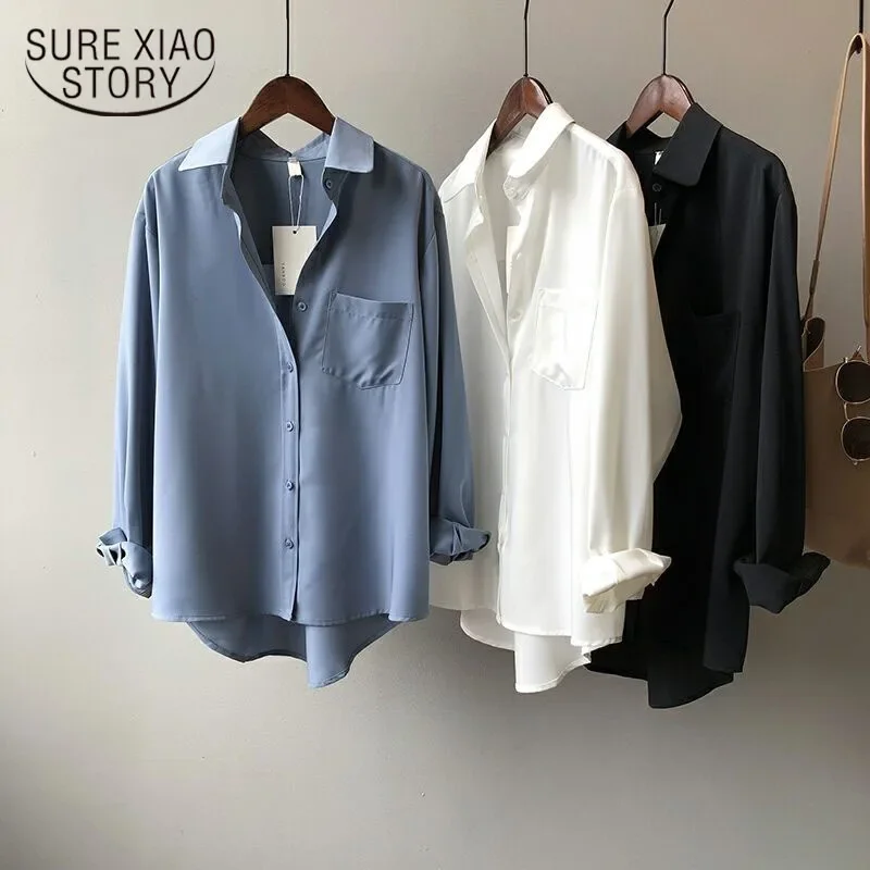 2024 Vintage Blouse Women Autumn Long Sleeve Shirt Women Korean Style Loose  Casual White Tops Solid Elegant Blusas All Match - AliExpress