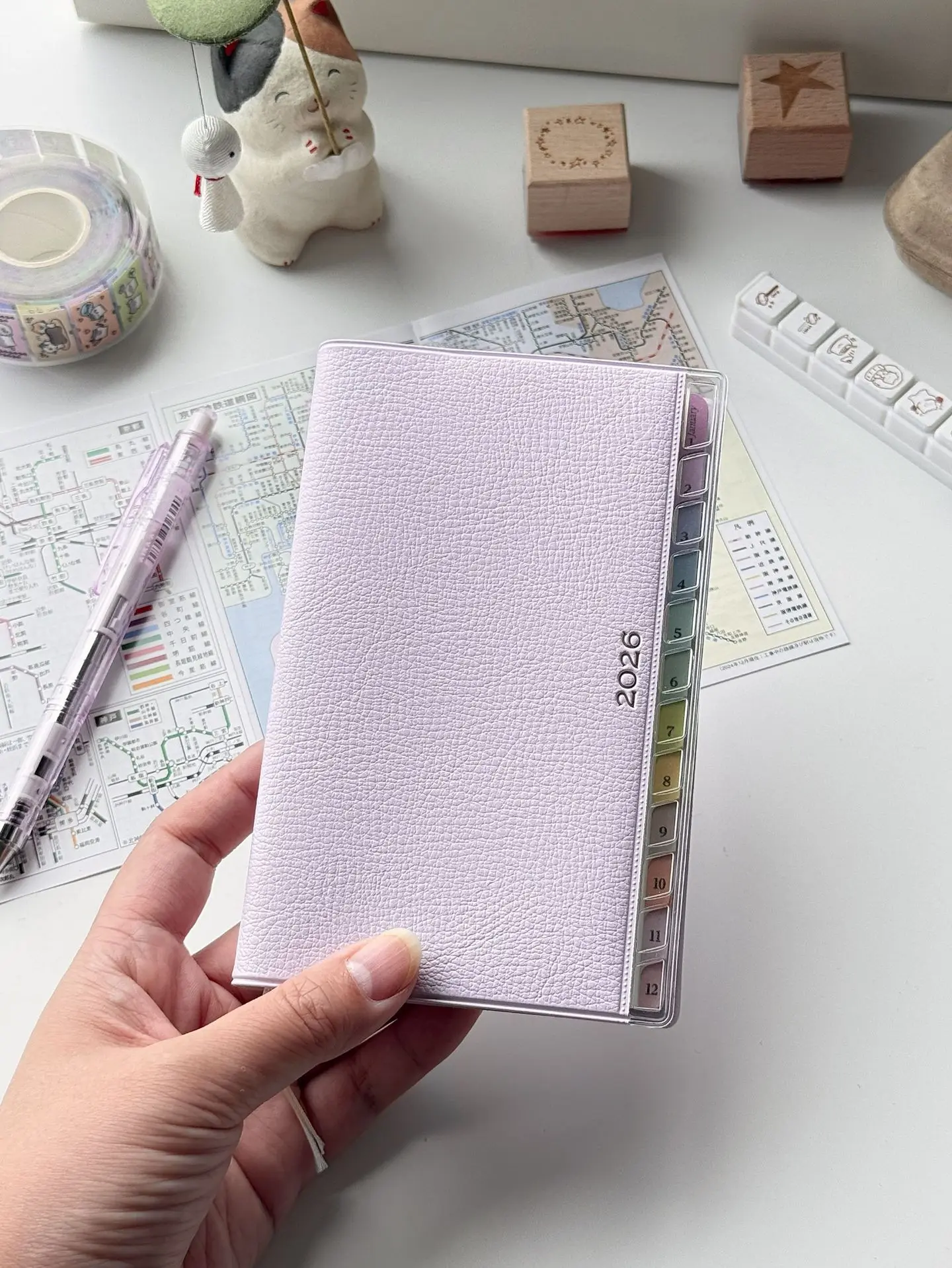 Enhanced Portable Leather Schedule Notebook with Colorful Index for Students – Monthly & Weekly Planner