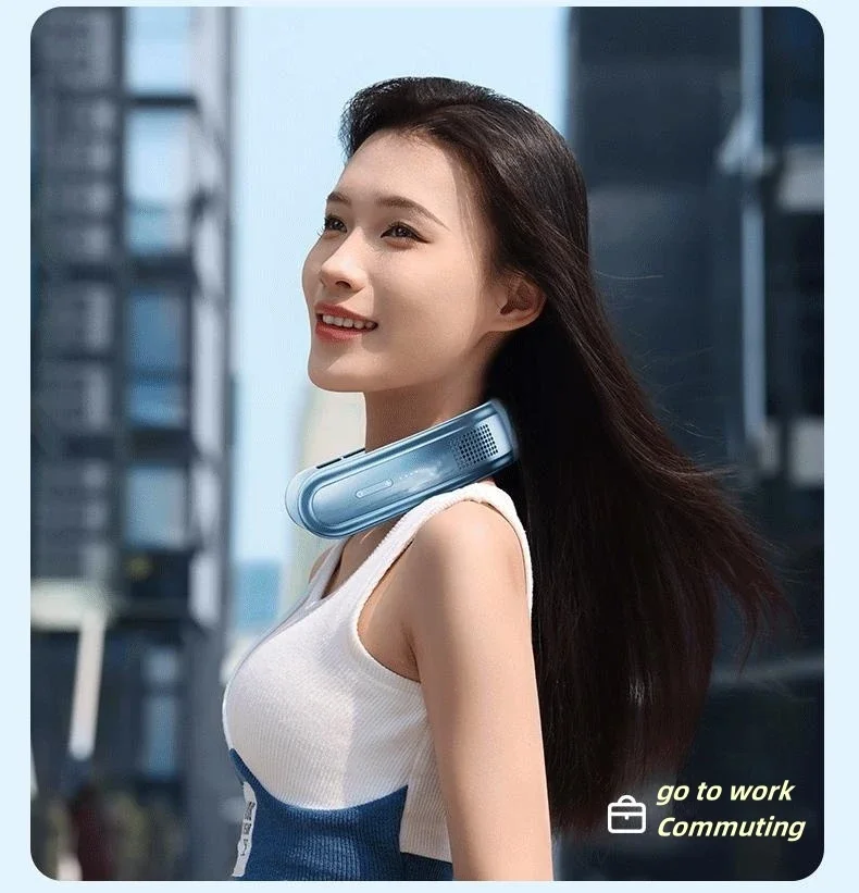 Rechargeable Portable Neck Fan With 3 Speed Settings Silent Airflow_voghion.com