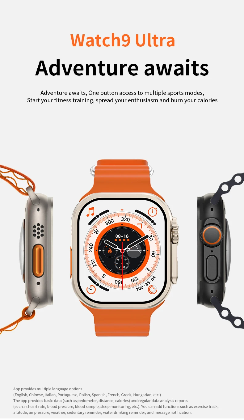 Smartwatch de Carregamento Sem Fio para Homens e Mulheres, Bluetooth Call,  BT, Jogos de Música, NFC, Android, iOS, Novo, 9 Ultra, 49mm, 2023 -  AliExpress
