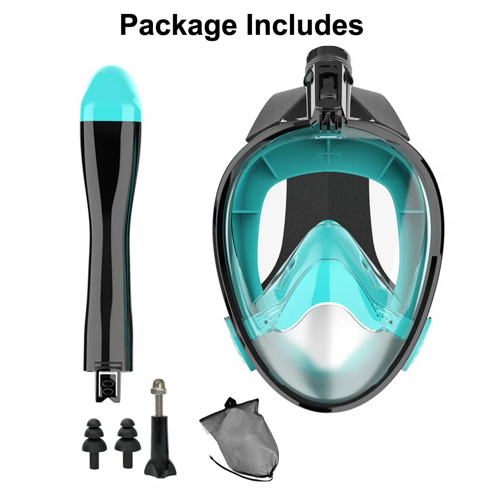 Full Face Snorkel Mask Diving Mask for Adults and Youths Anti-Leak Anti-Fog 180&deg; Panoramic View with Camera Mount Safe Breathing snorkeling diving mask diving mask