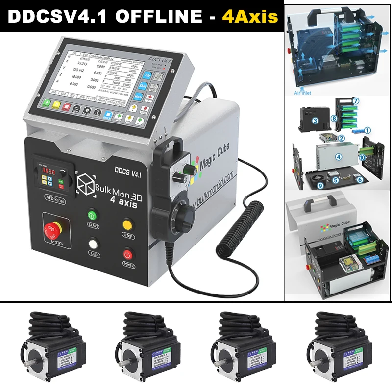 벌크맨3D 퀸비 프로 4축 CNC 라우터 머신 2.2KW 스핀들 DDCSV4.1 컨트롤 듀얼 리니어 레일 조각기 (목재, 아크릴, PCB용)