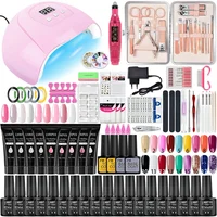 Manicure Set Acrylic Nail Kit Nail Clipper Tool Set Semi Permanent Extension Nails Gel With UV Lamp Nail drill Machine Tool kit 1