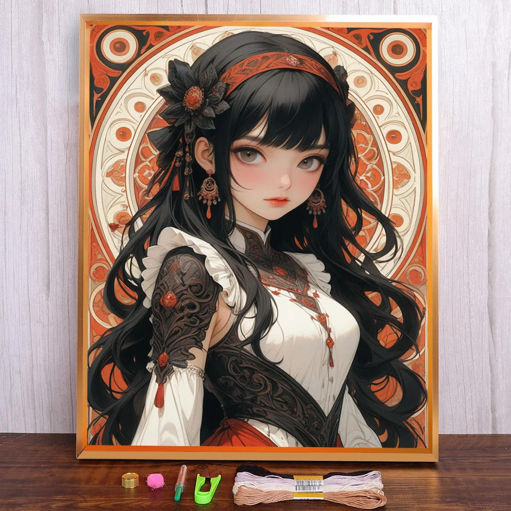 Porträt Mädchen vorgedruckt 11CT Kreuzstich Set DIY Stickerei Handwerk Nähen Hobby handgefertigt anders für Erwachsene Promotionen