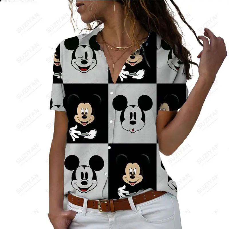 3D Print Disney Mickey Mouse Print Shirt Women's Short Sleeve Shirt Summer Fashion Trend Retro Boutique Top 2023 New Harajuku t wolf tf770 2 4g wireless keyboard mouse combo retro punk round keycap comfortable mute typing wide compatibility blue