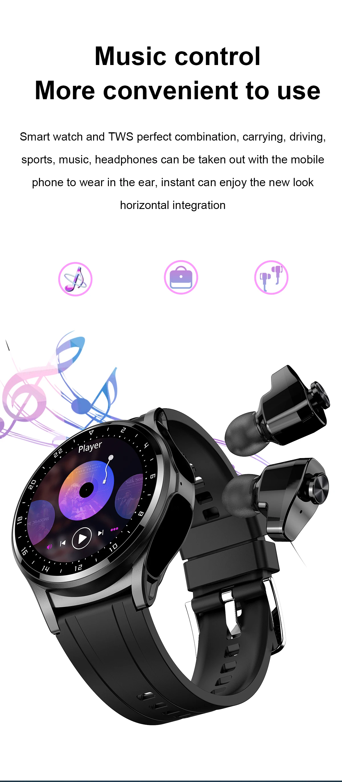 reloj inteligente con audifonos para medir salud, NFC ritmo cardíaco oxígeno en sangre rastreador de Fitness reloj deportivo llamada inalámbrica Smartwatch » reloj inteligente con audifonos para medir salud