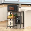 Kitchen Microwave Cart,Microwave Stand with Wheels,Coffee Bar Table Station,4-Tier Rolling Baker's Rack 4