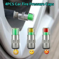 4PCS Car Tire Pressure Caps, Tire Valve Cap with Pressure Indicator Tyre Pressure Monitor Valve Caps Air Alert Auto Accessories 1