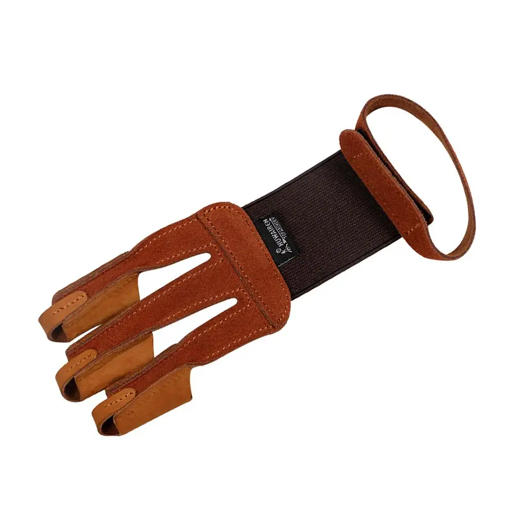 Archery Hand Finger Protective Glove Bow Arrow Hunting Shooting Glove Brown