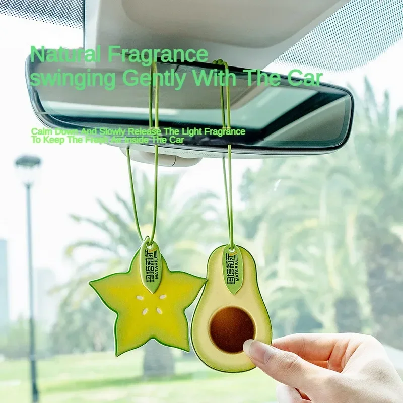 Fruit Shaped Car Air Freshener Scented Solid Paper Hanging Rearview Mirror Perfume Refillable Auto Accessories