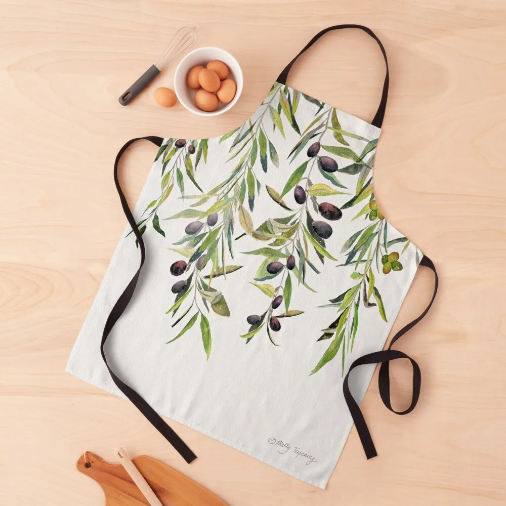 

Olive Branch Watercolor Apron Hairdresser New year's Home and kitchen products Kitchens Accessories Apron