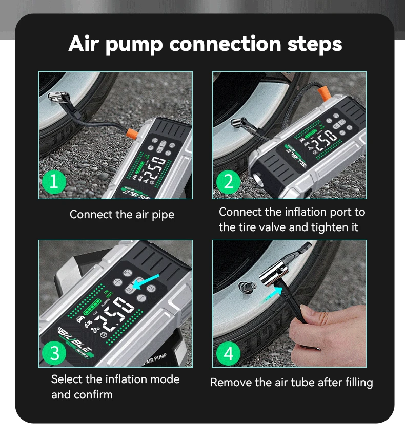 Car Jump Starter with 150PSI Tire Inflator(All Gas & 10.0L Diesel Engine), 12V Portable Battery Charger for Emergency