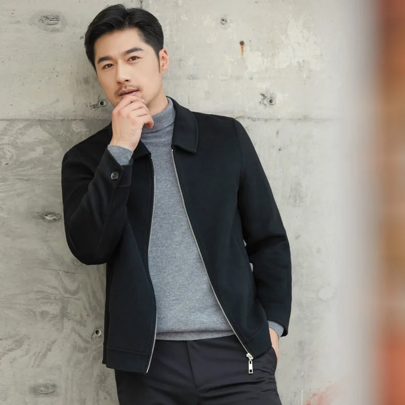 100% Pure Wool Coat Men's Double-Sided Wool Jacket Autumn And Winter Best Seller Zipper Wool Lapel Business Short Windbreaker MM