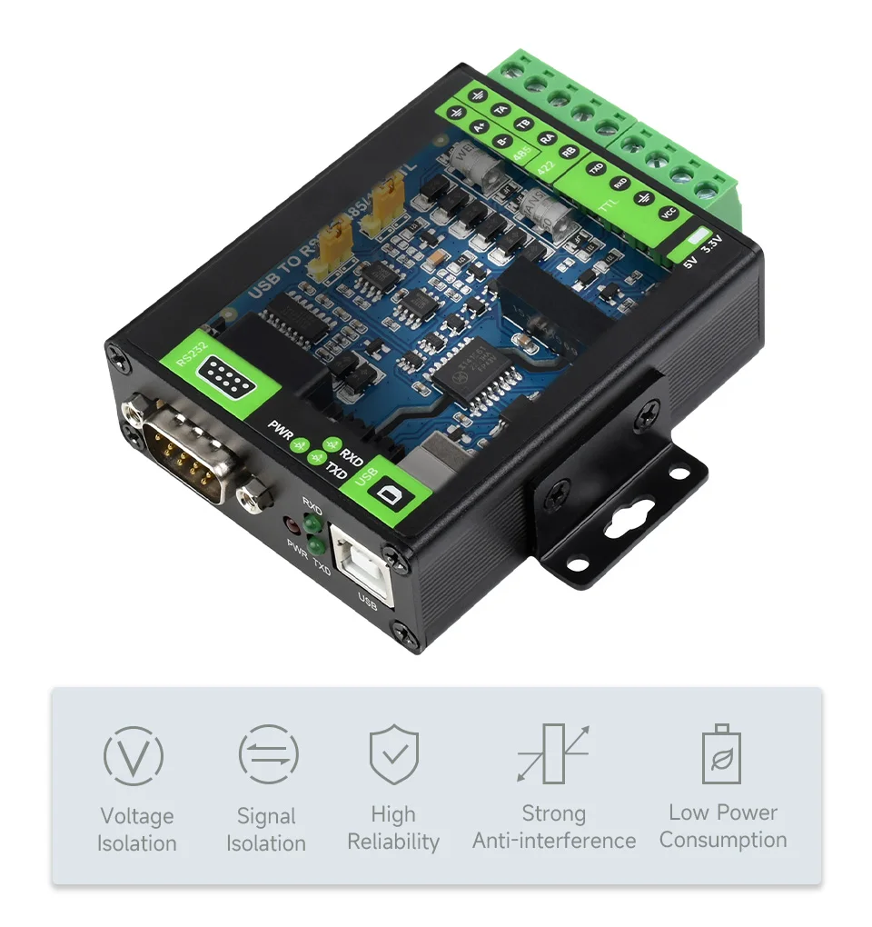 FT232RNL USB TO RS232/485/422/TTL Interface Converter Industrial Isolation Alumi