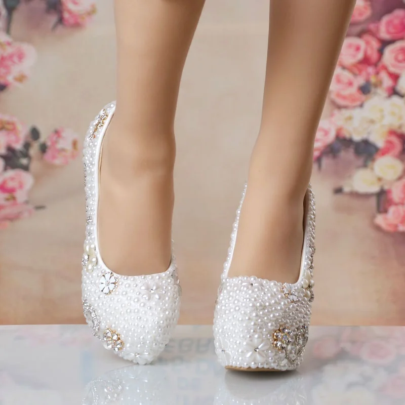 

BritishStyle Wedding Women Pumps PU 14CM Thin High Heels Pointed Toe Shallow Slip-On Bride Rhinestone Super High Heels Shoes For