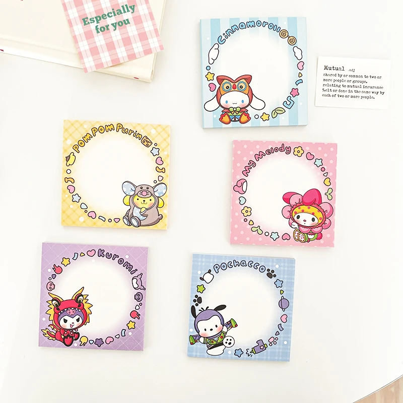

20 шт./партия Sanrio Melody Kuromi Cinnamoroll блокнот для записей клейкие заметки канцелярские этикетки блокнот планировщик наклейка канцелярские принадлежности