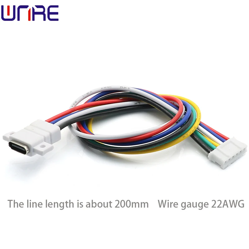 TYPE-C-00310 Upper And Lower Locking Screws Waterproof With Ears 6P Power Connection Port USB Connector Fast Charging Data Cable