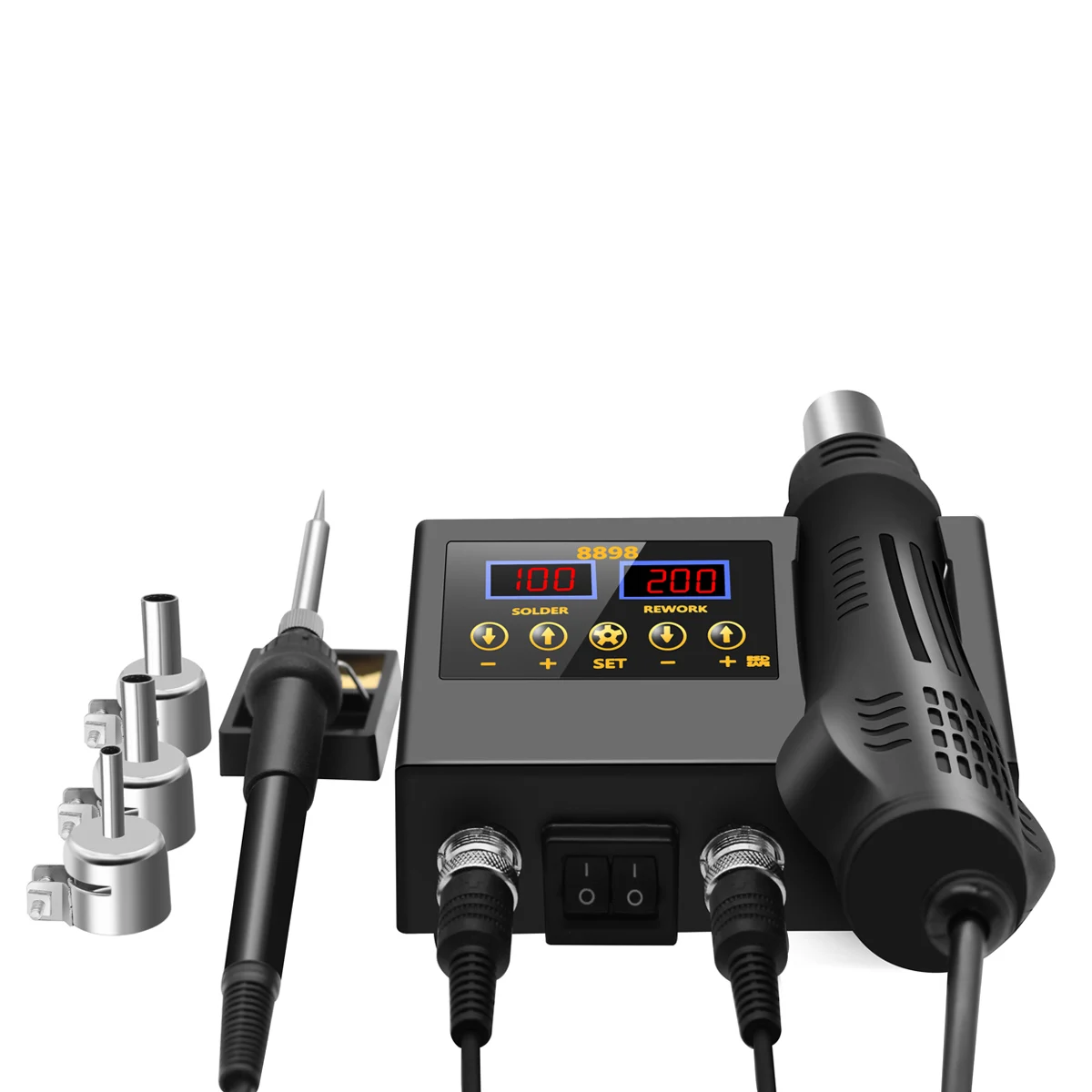 8898 2 in 1 Soldering Station Digital Display Hot Air Gun Welding Rework For Cell-Phone BGA SMD PCB IC Repair Solder Iron Tools 6