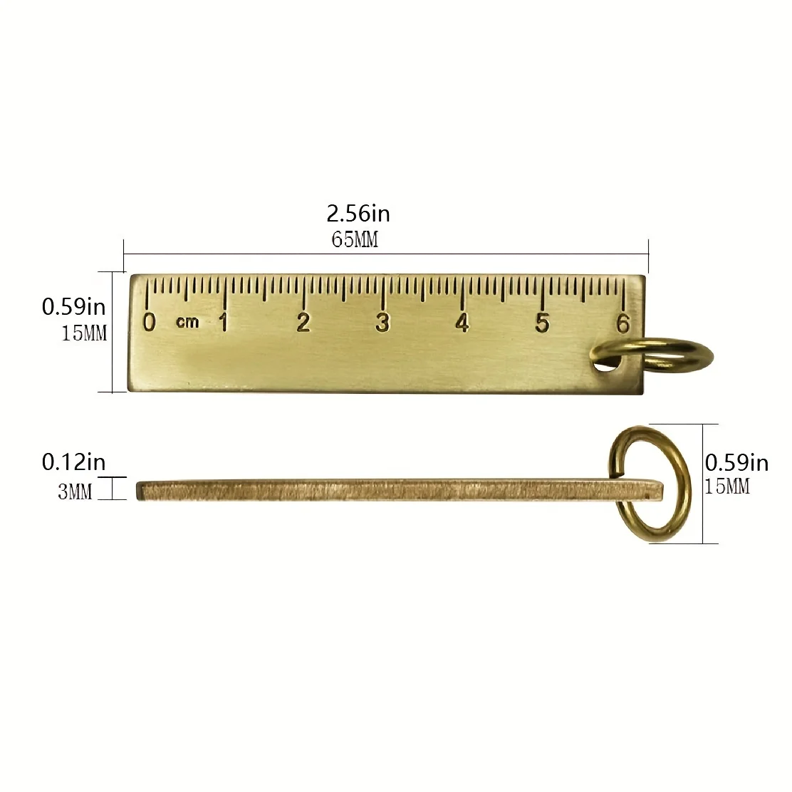 1개 6cm 소형 구리 자, 황동 금속 자, 키 카드 펜던트, EDC 도구, 3mm 두께, DIY 독특한 키체인 펜던트 제작용