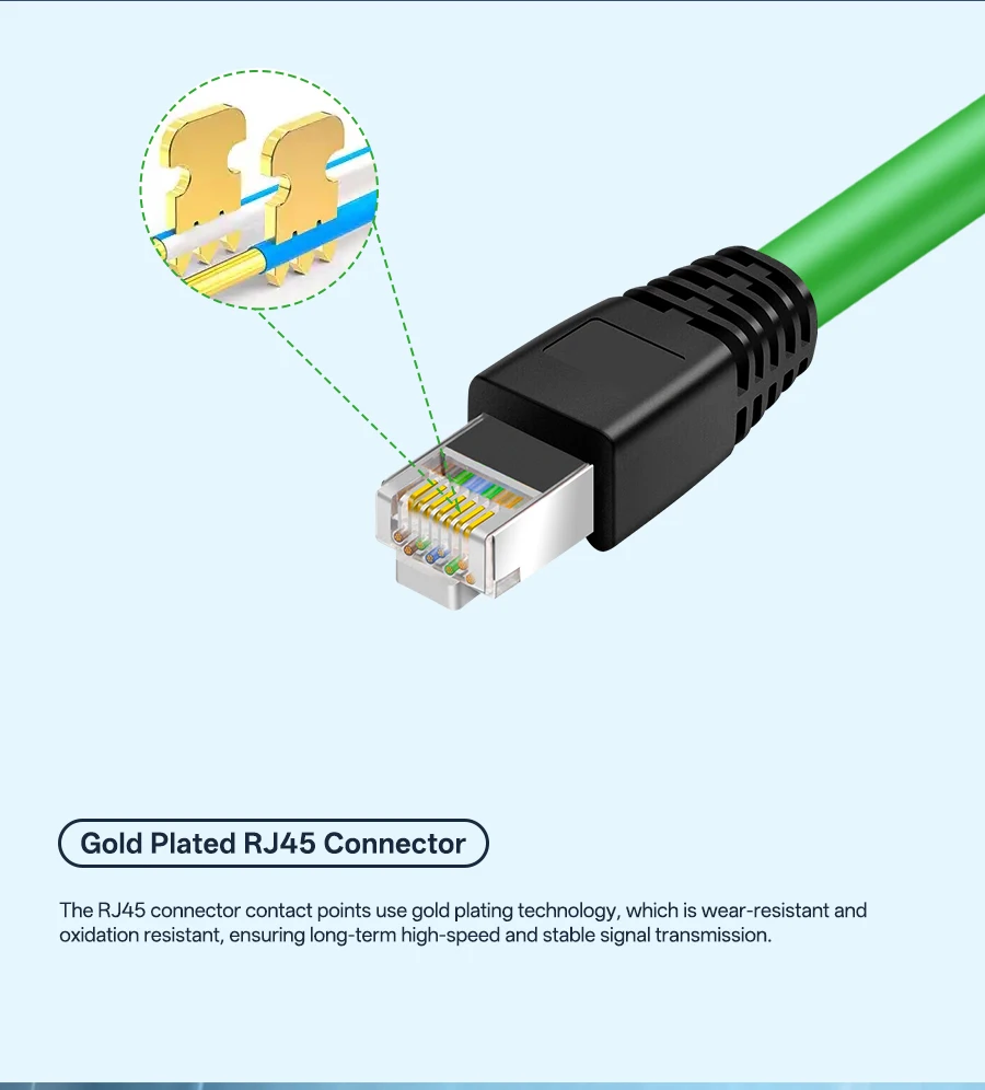 RJ45 auf M12 Industrie-Ethernet-Kabelkommunikation CAT6a Profinet S/FTP 4P/26AWG 4 Paar gedrehte geflochtene Abschirmung für Schleppkette – Detail 9