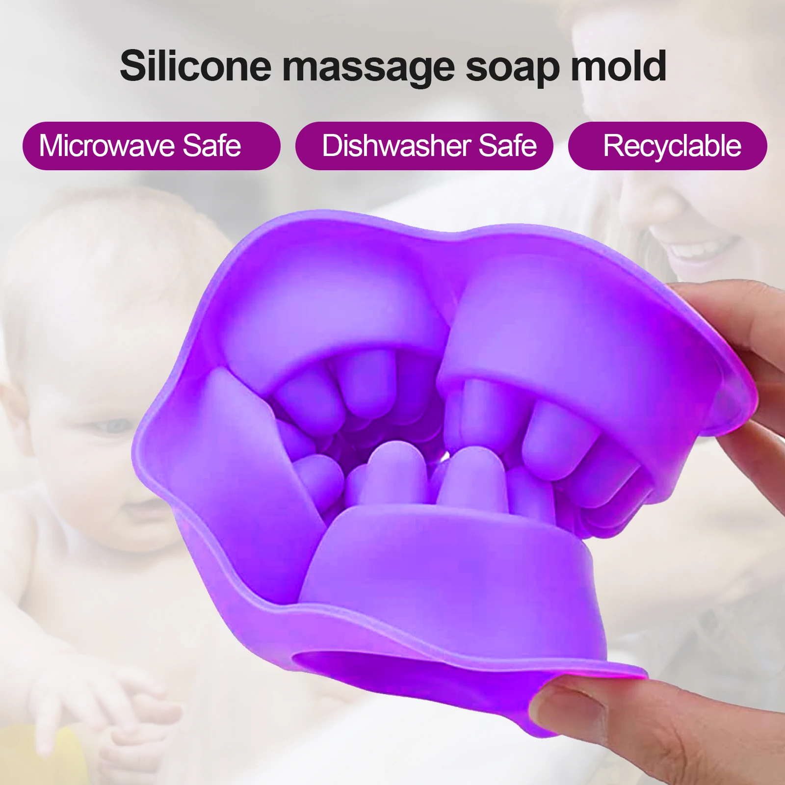 3D Silicone Molds for Soaps Making 3 Cavities Massage Bar Soap