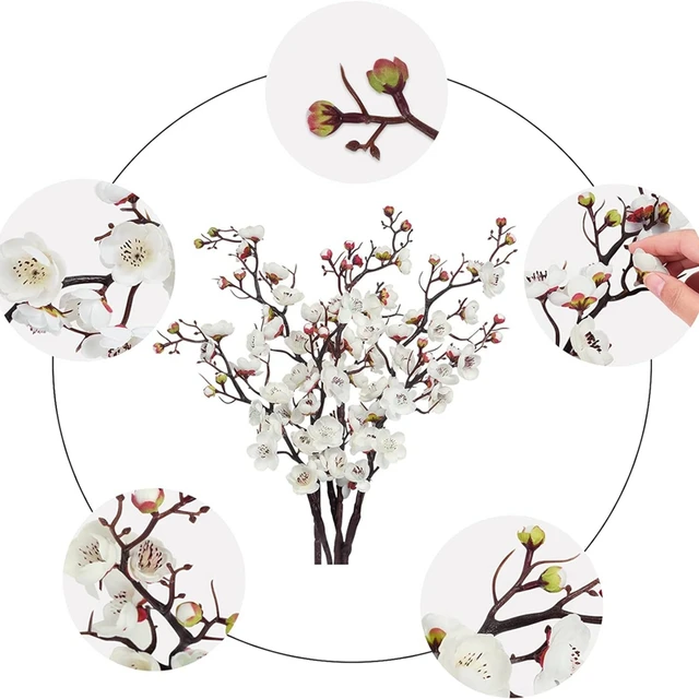 1pc Artificial Flowers Spring Plum Blossom Peach Branch Silk Flowers Home Wedding Party Decoration Christmas Wreaths Accessories 2