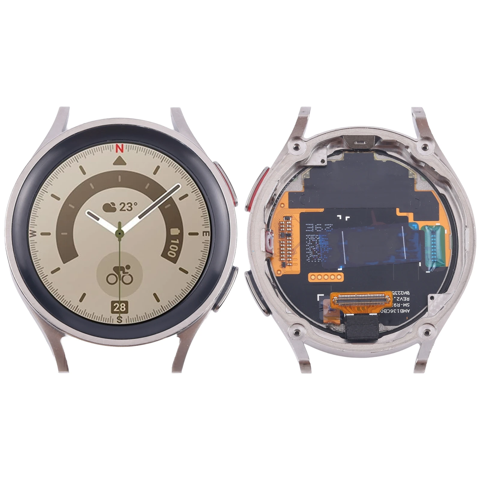 1.4-Zoll-Super-AMOLED-Bildschirm für Samsung Galaxy Watch5 Pro 45mm, SM-R920 / SM-R925 Uhrendisplay mit Rahmen, komplettes Montageteil – Detail 7
