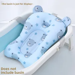 Soft Baby Bath Pillow & Net: Newborn Shower Sponge & Support Pad (Blue Bear)