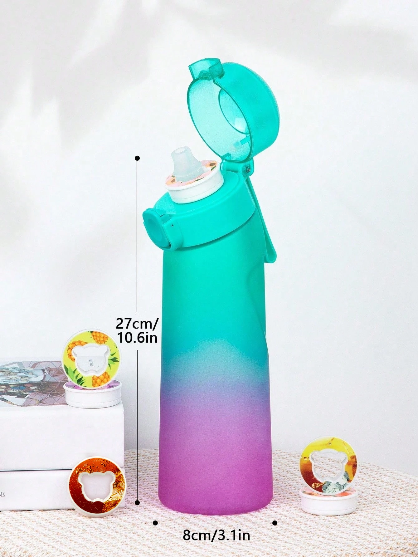 1 Stück 650ml Aromatisierte Wasserflasche mit Zufälligem 1 Geschmacks-Pod Luftwasserflasche Mattschwarz Luft-Camping-Sport-Fitness-Becher – Detail 8