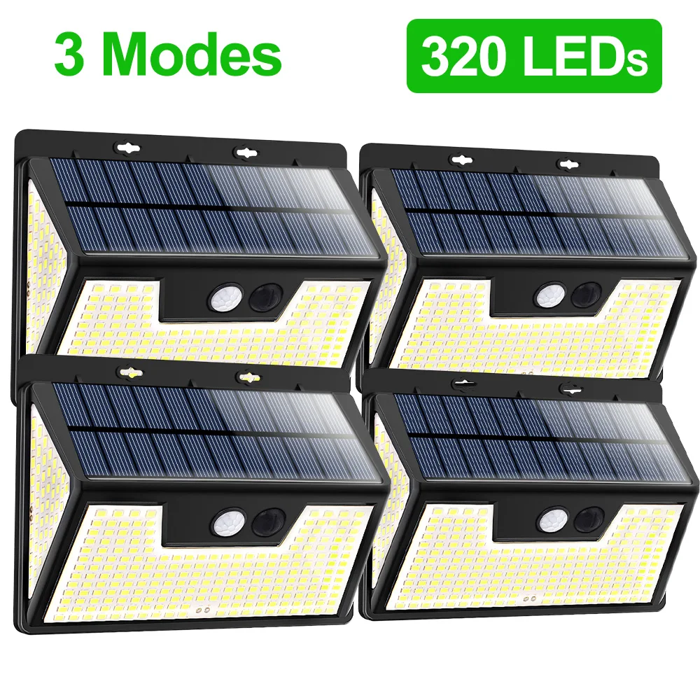 solar powered patio lights 320 LED Garden Solar Light Outdoor Waterproof Solar Lamp with 3 Lighting Mode Motion Sensor Security Wall Light for Street Patio solar post cap lights Solar Lamps