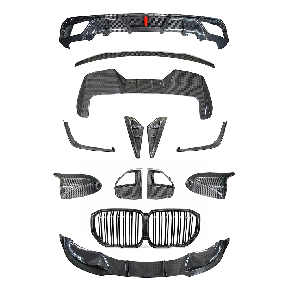 For BMW X5 G05 -UP Dry Carbon Fiber Front Rear Lip Side Skirt Grille Diffuser Canard Corner Wrap Air Vents Rearview Shell WK