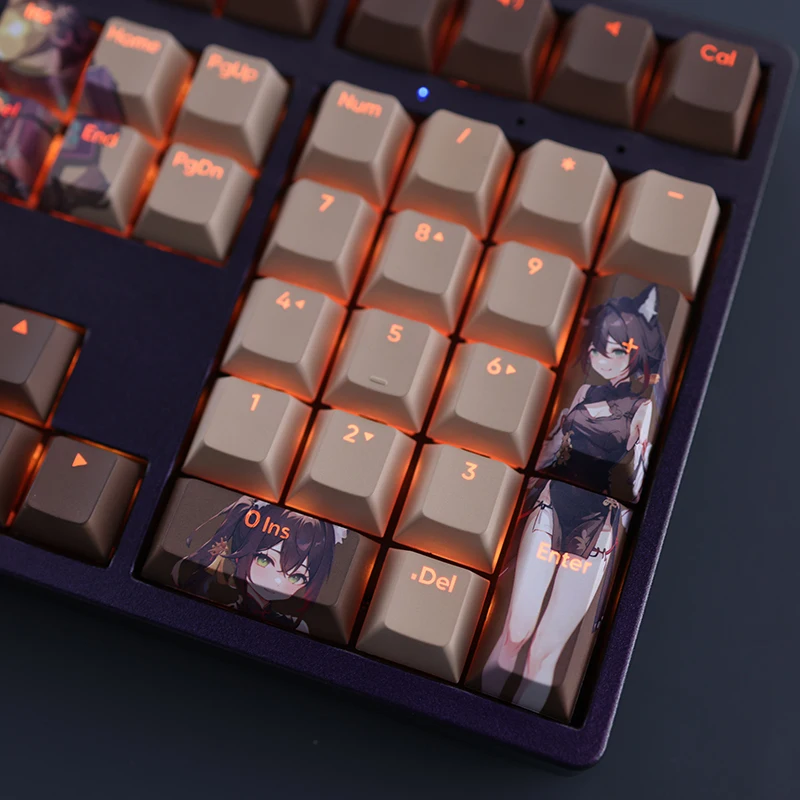 Pbt Dye Sub Backlit Keycap Anime Gaming Key Caps Honkai Star Rail Ting Yun Ansi 61 87 104 108 Chaves Set - Imagem 2