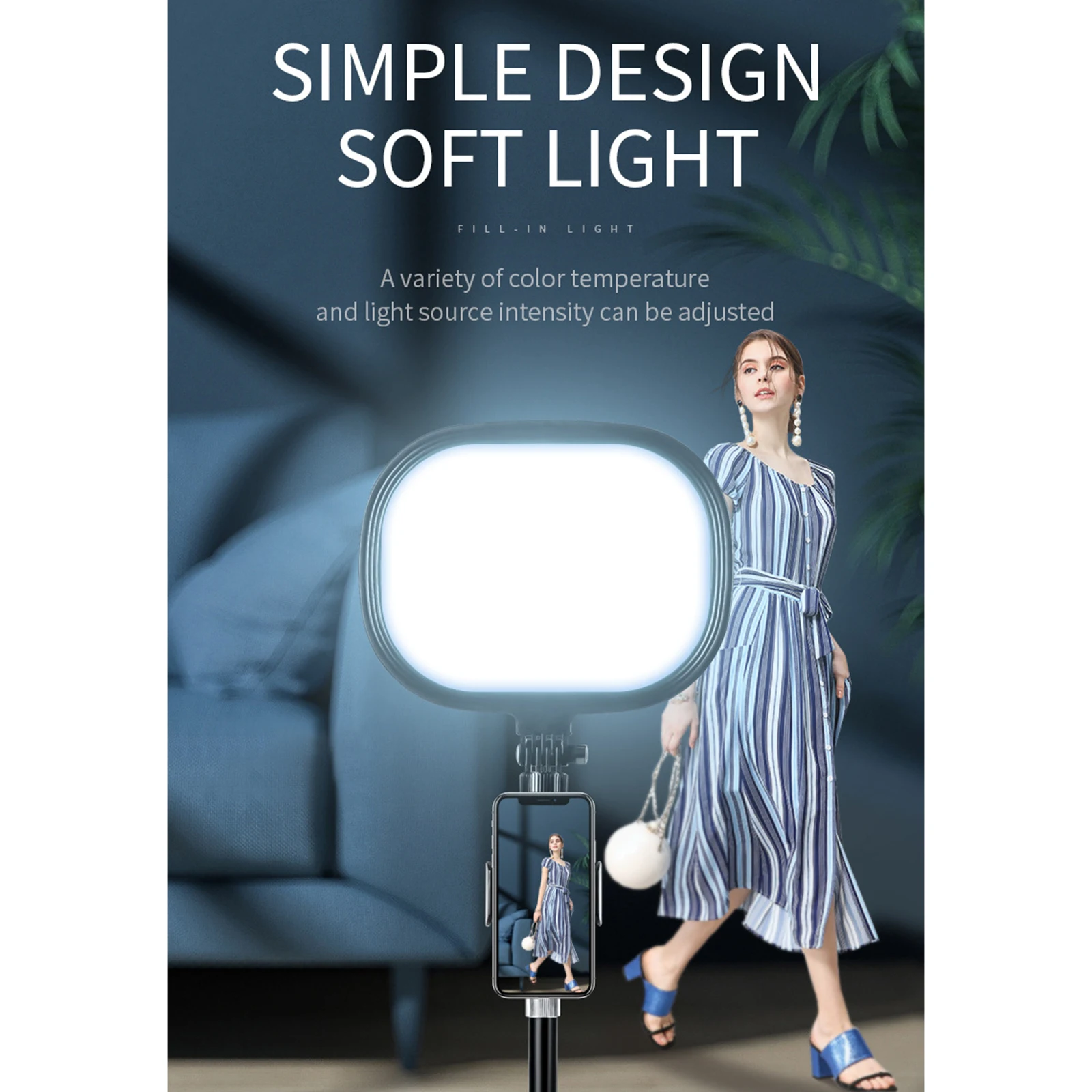 LED 라이브 스트리밍 필 라이트, 비디오 회의 조명, 셀카 사진, 소프트 라이트