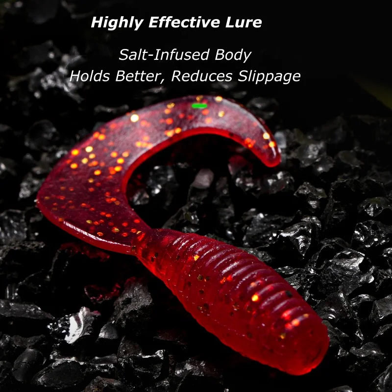 Soft Bait Worm Fishing Lure 25mm 30mm 35mm PVC Bionic Coiled Tail Moggot Grub Lure Wobblers Carp Swimbait 50PCS fishing lure,carp fishing bait