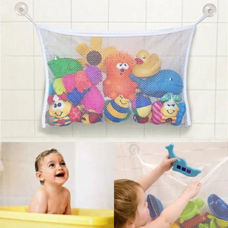 Baby Bathroom Mesh Bag Sucker Design Bath Toys Storage Bag Kids Toy Storage Mesh Toy Bag Net Infant Bathing Hanging Organizer 3