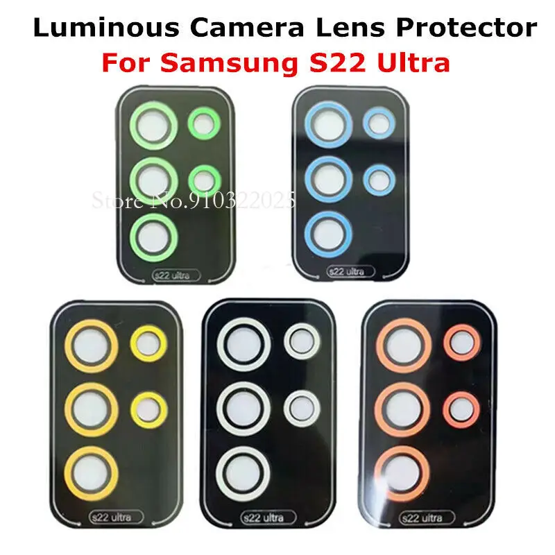 

100 pcs Luminous Film For Samsung Galaxy S23 S22 Ultra Plus Tempered Glass Metal Ring Camera Cover Screen Protector