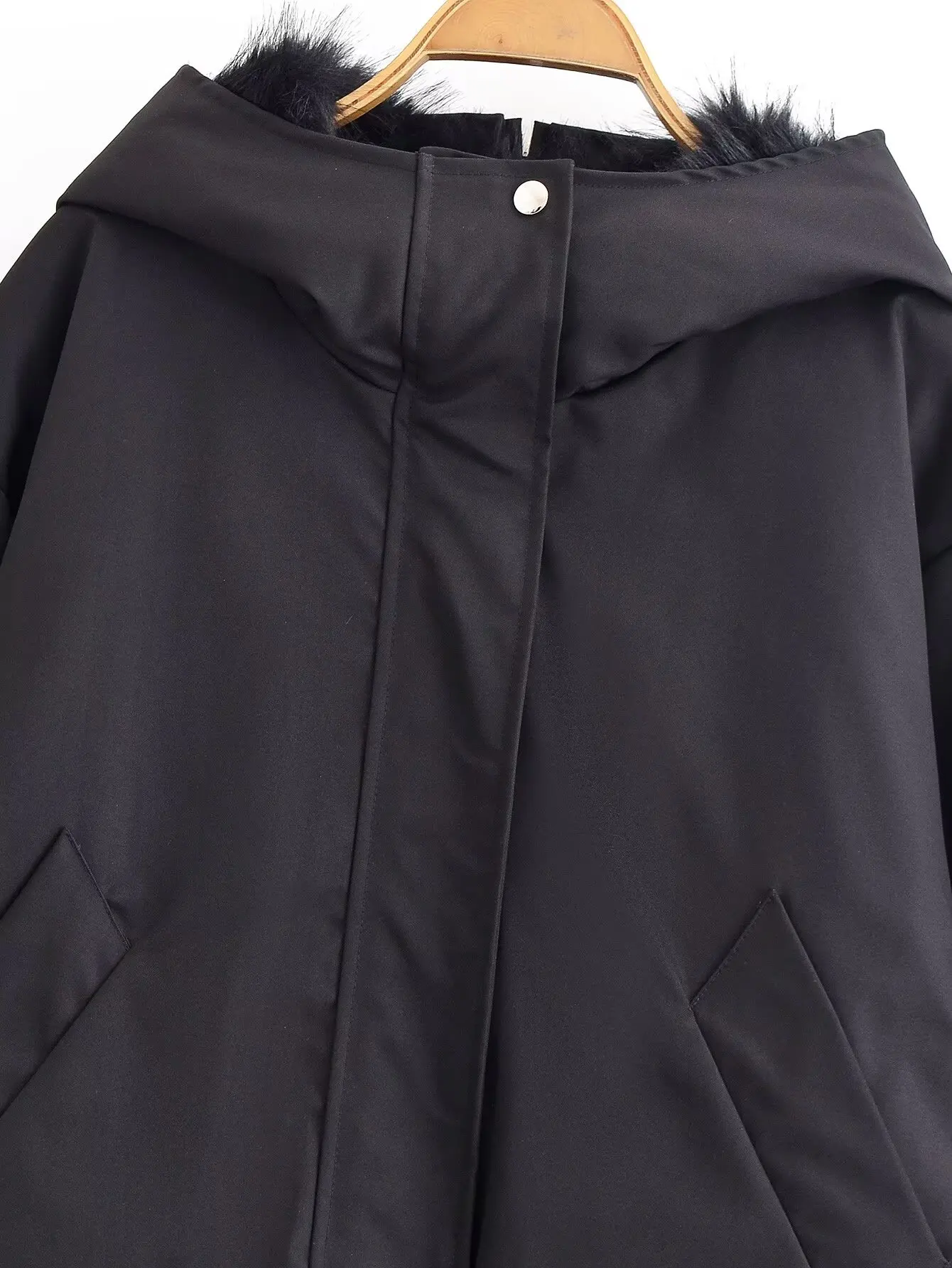 Women Autumn Winter Short Hooded Jacket Female Imitation Wind Waterproof Warm Coat Hooded Angel Wing Design Outwear Streetwear