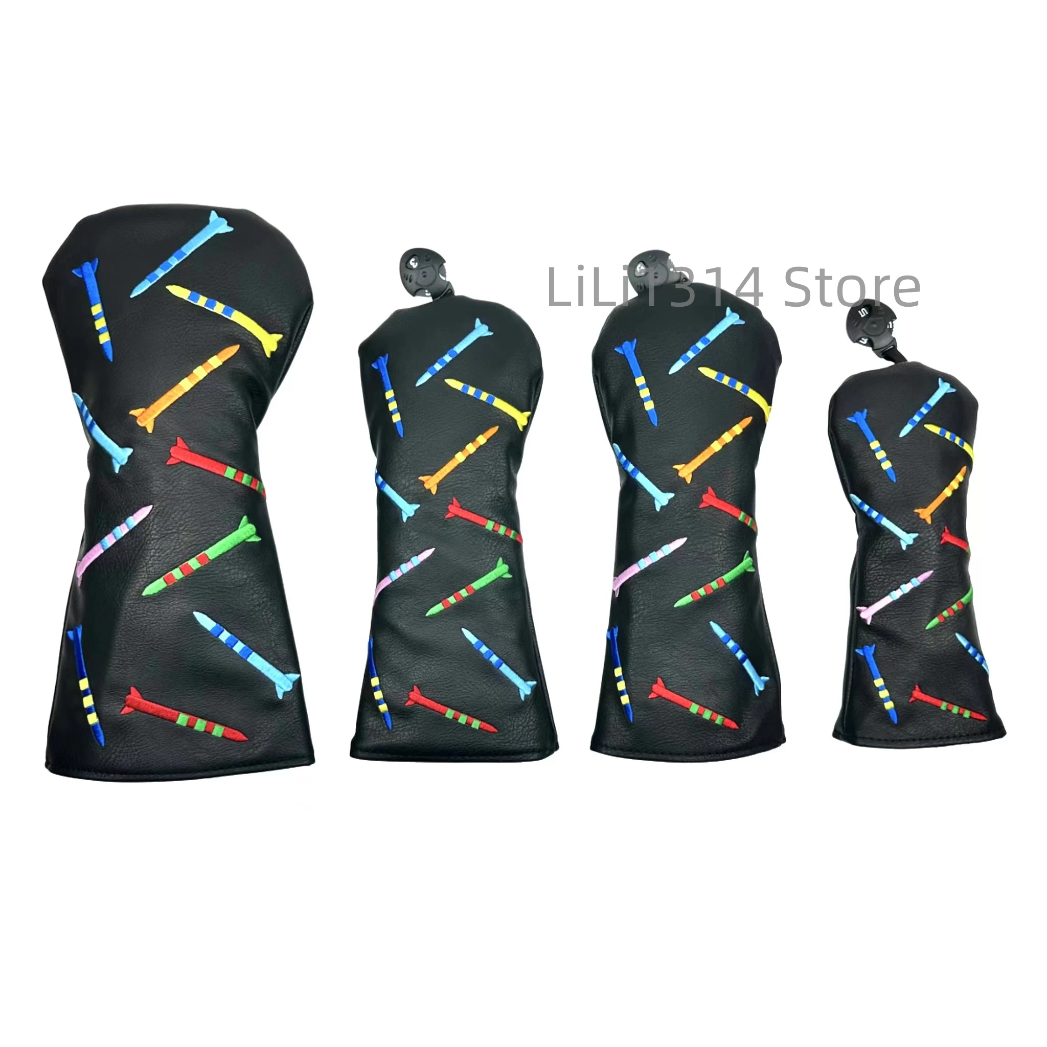 

Golf Rocket pattern Head cover Driver Head Covers Fairway Wood Head Covers Hybrid Head Covers Putter Cover Pu Leather