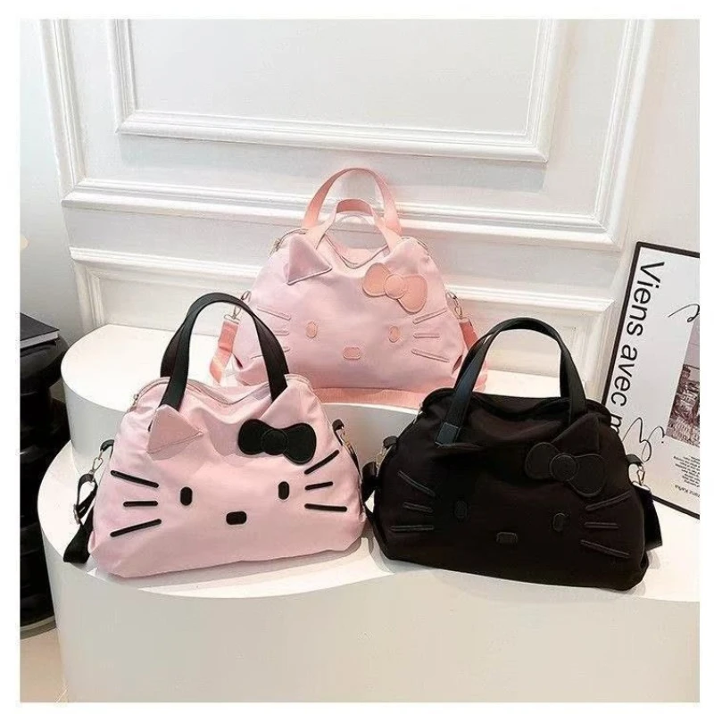Large Capacity Color Block Shoulder Bag Travel Fitness Swim Storage Bag Portable Crossbody Handbag With Cat Pattern 1