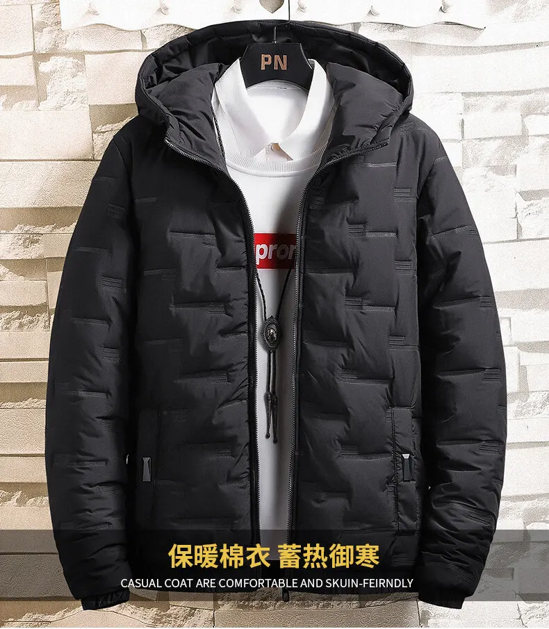 Description Picture 2 of item2024 Oversized WINTER Puffer Jacket Men Pleated Solid Padded Windproof Snow Jacket Homme Outdoor Warm Coats Men Clothing