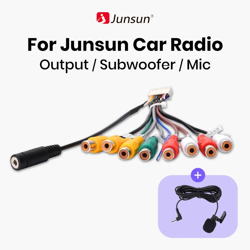 Junsun Car Stereo Radio RCA Output Wire Auxin Adapter Cable Car