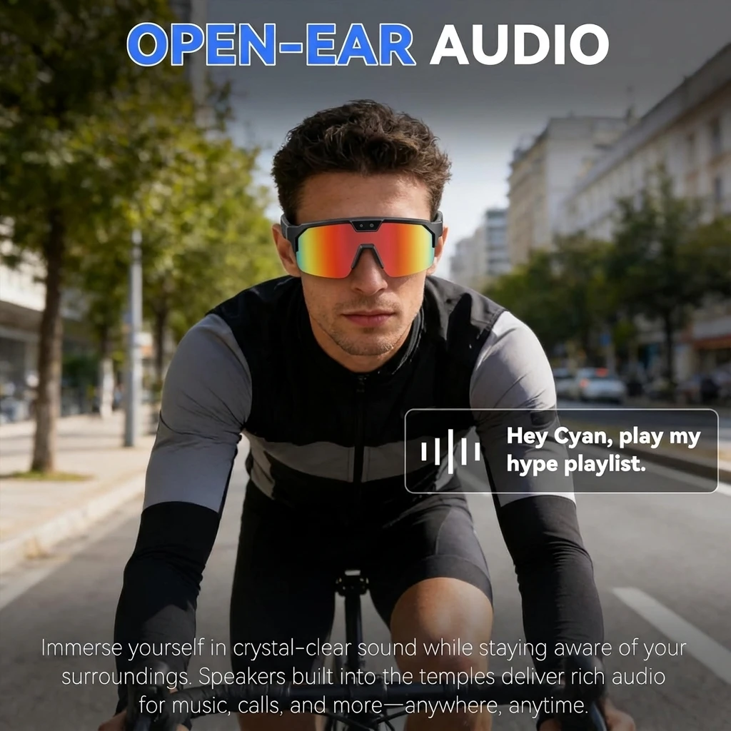 Nuovi Occhiali Smart AI 2026 con Fotocamera 1200P, Anti-Vibrazione 4K, Occhiali da Ciclismo Antivento, Traduttore Vocale AI, Chiamate e Audio Open-Ear - immagine 3