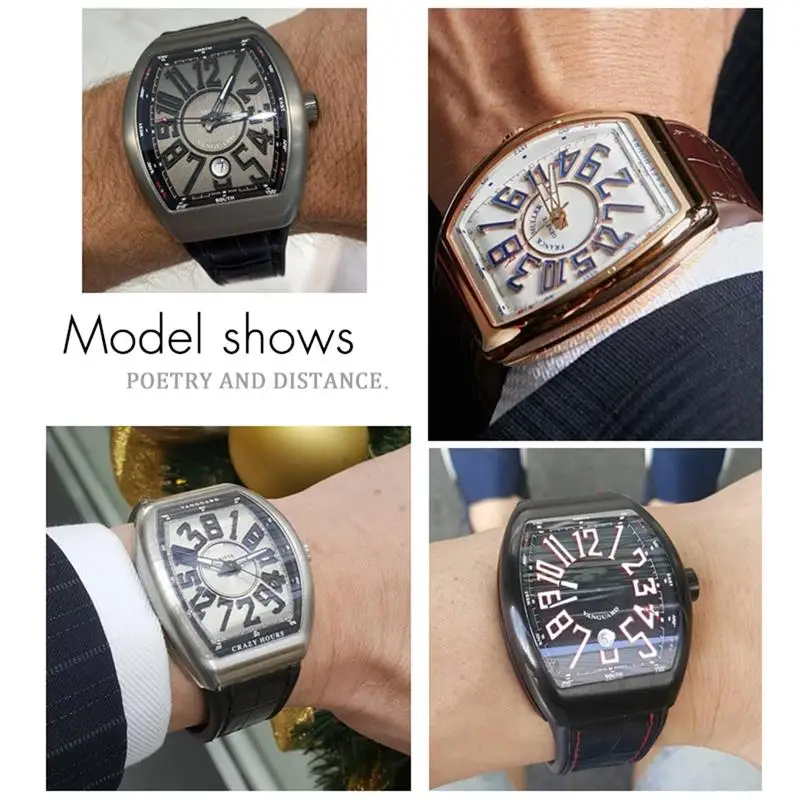 SCHIK For Franck Muller Watch Band 28mm Cowhide Silicone Watch Strap Nylon Rubber Folding Buckle Watch Bands For Men Bracelet