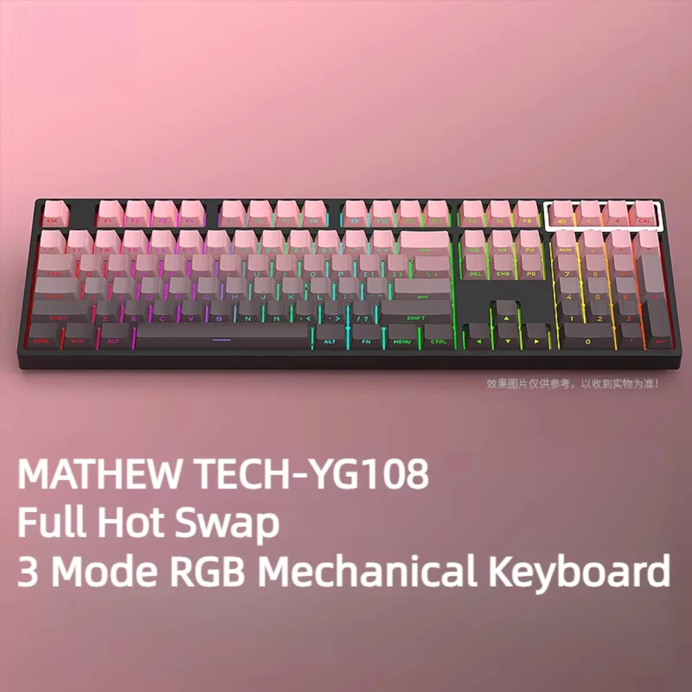 Mathew Tech YG108 Three Mode Mechanical Keyboard 108 Keys Full