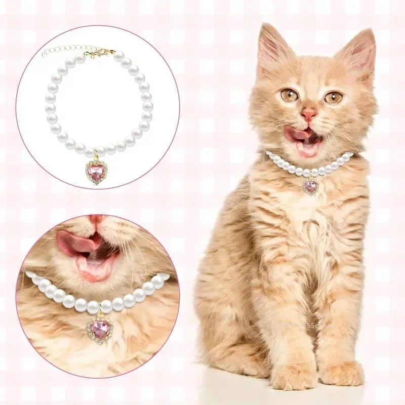 Handgefertigtes Perlen-Hundehalsband Mit Strass – Elegantes Schmuckhalsband Für Kleine Hunde & Katzen (Größen S/M/L)