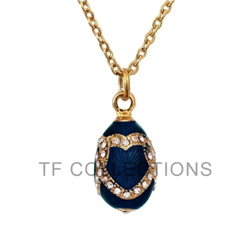 YAFFIL Classic Christmas Easter Enamel Faberge Hot Egg Pendant And Valentine's Day Love Pendant Heart Necklace 4