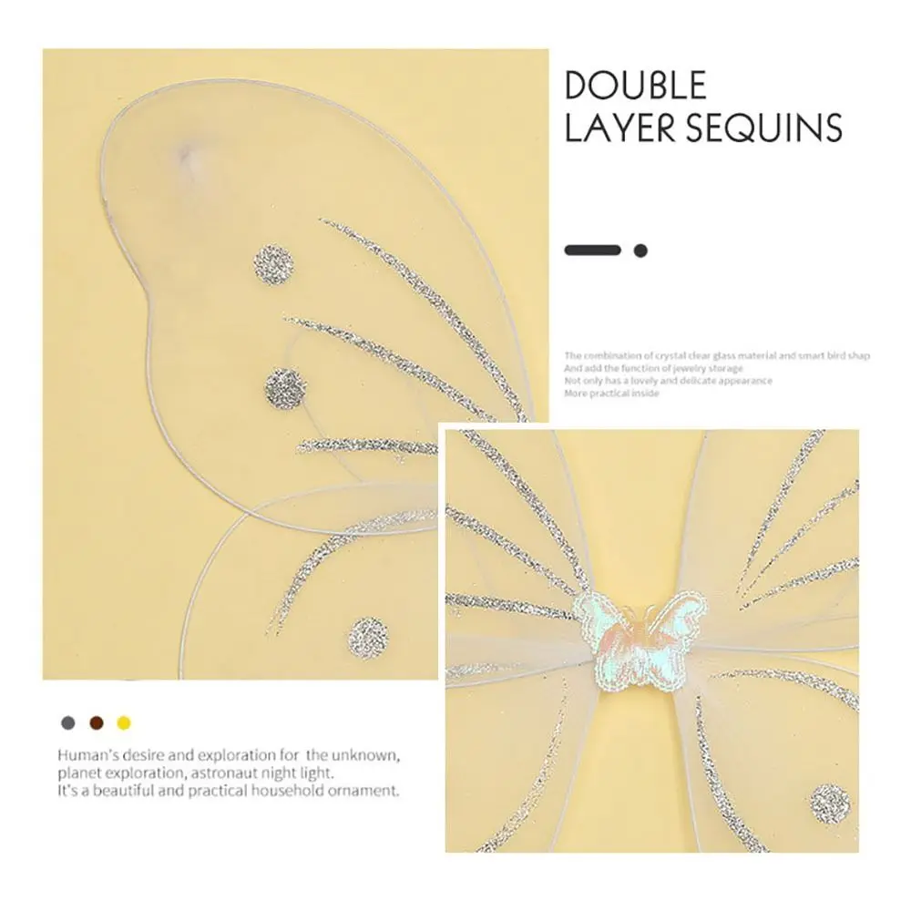 Girls Kids Glitter Butterfly Fairy Wing Costume