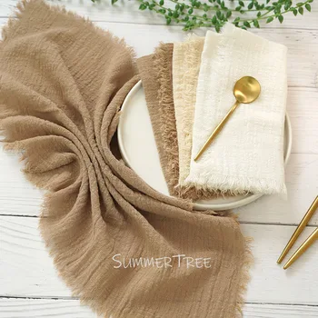12 pz Tovaglioli Garza di Cotone 41x41 cm Tovagliolo Rustico Asciugamani Da Tè Retro Cheesecloth Casa Vintage Lino Da Sposa Decorazione Della Tavola Del Partito 1