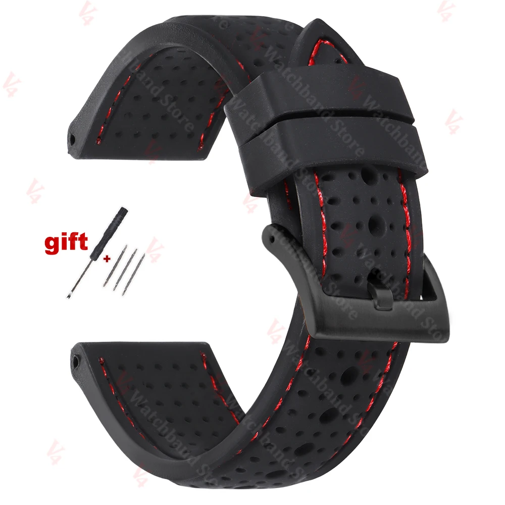Enhanced Silicone Waterproof Watch Band - Soft, Breathable Rubber Strap Replacement